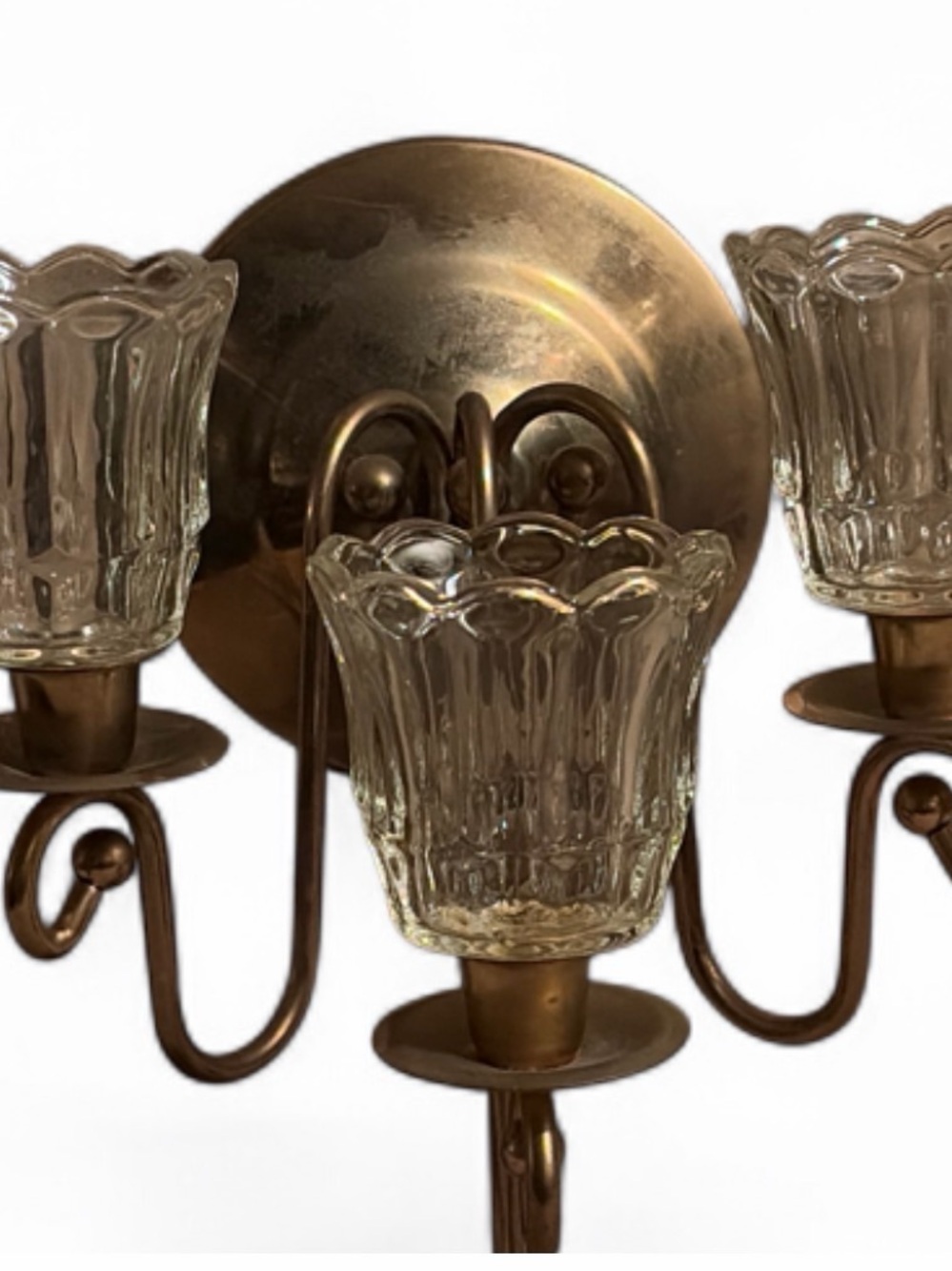 Brass Finish Glass Shade Wall Sconce - Amber Glass
